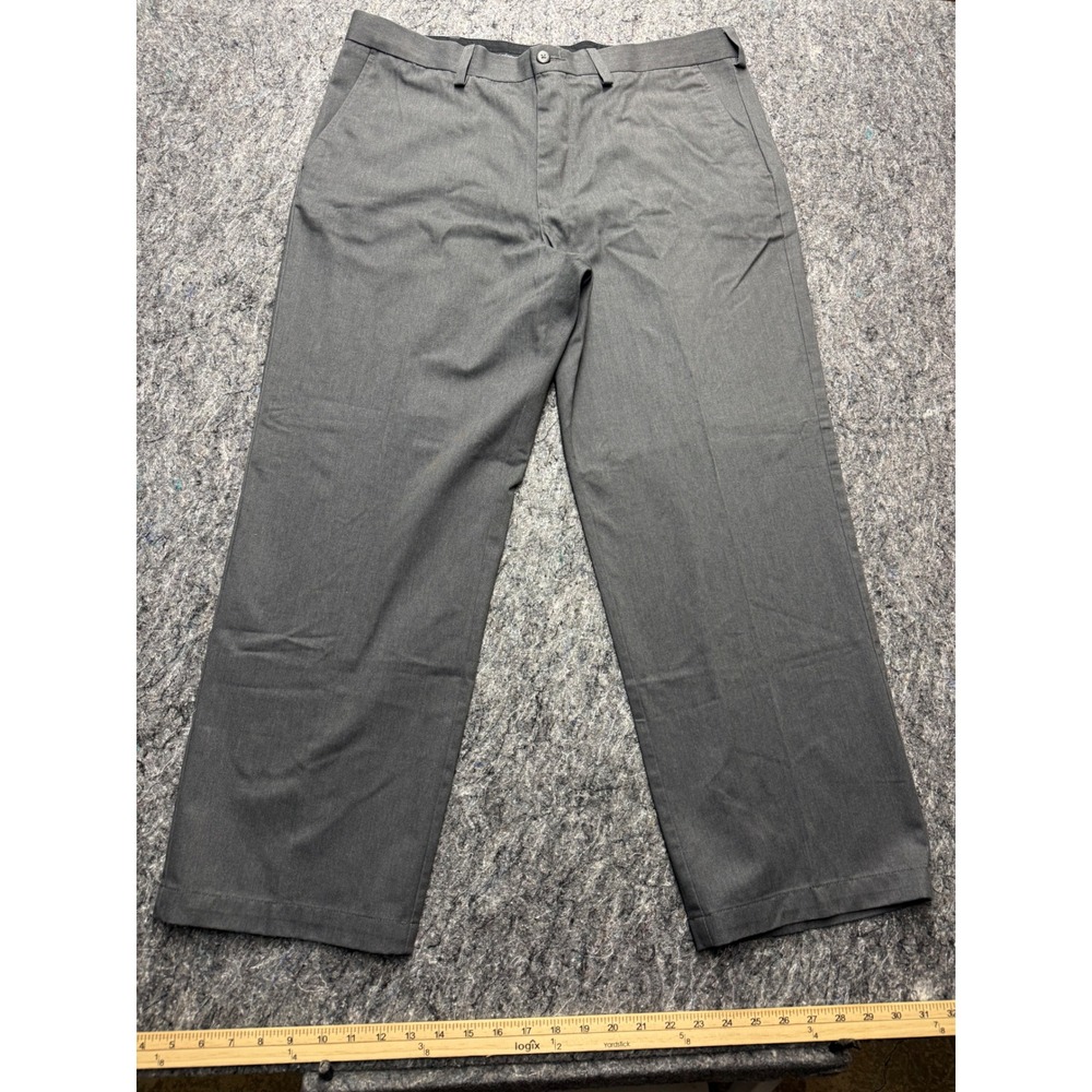 Croft & Barrow Mens Dress Pants 38x29 Gray Heather Flat Front Straight Leg
